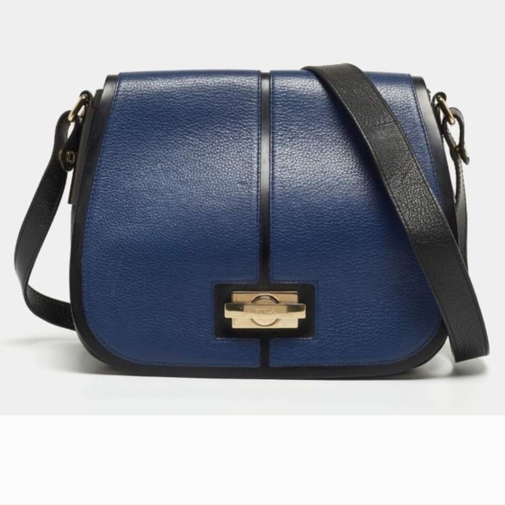 Furla Elegant Blue And Black Leather Crossbody Bag